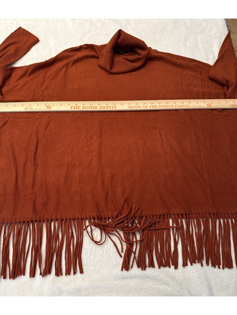 Cyrus Women's Ribbed Turtleneck Fringe Long Sleeve Sweater L Burnt Orange NWT - Picture 4 of 9
